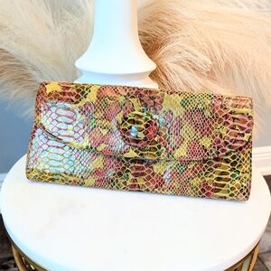 HOBO Vibrant Snakeskin Clutch